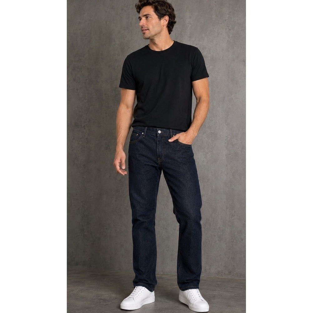 Hugo Boss Mens Jeans 38x32 Dark Wash Straight Leg Denim Blue Premium Cotton